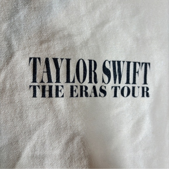 Taylor Swift The Eras Tour Cream Hoodie with Black Backside Print Size M - Picture 8 of 10